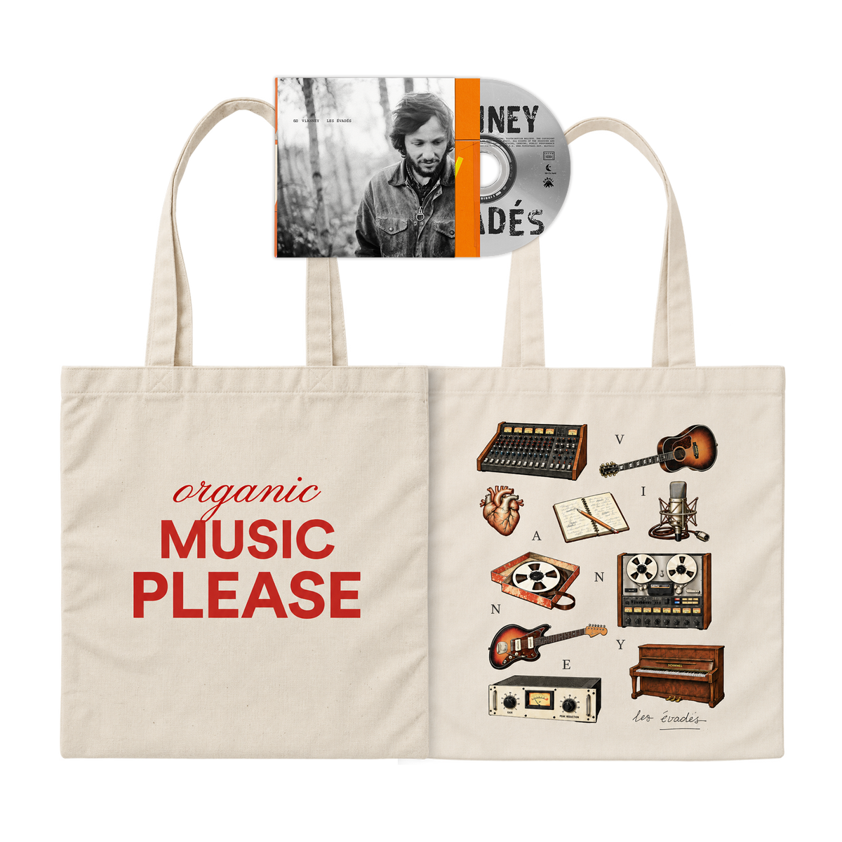 CD "Les évadés" + tote bag "Organic music please"